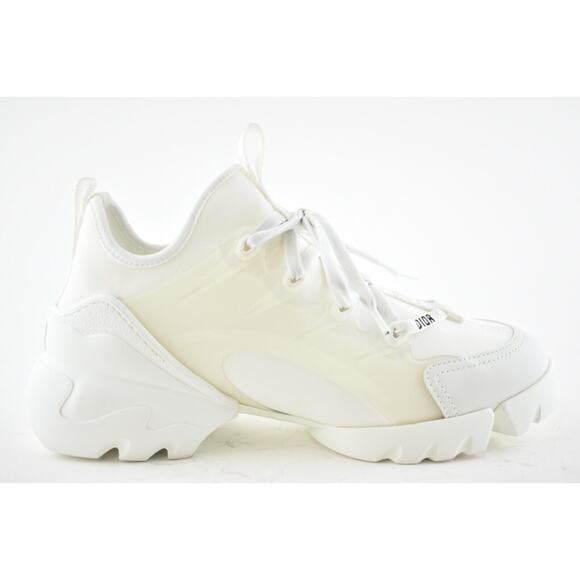 Dior D-Connect White Neoprene Logo Lace Up Flat Platform Trainer Sneaker 38.5 - Picture 2 of 12